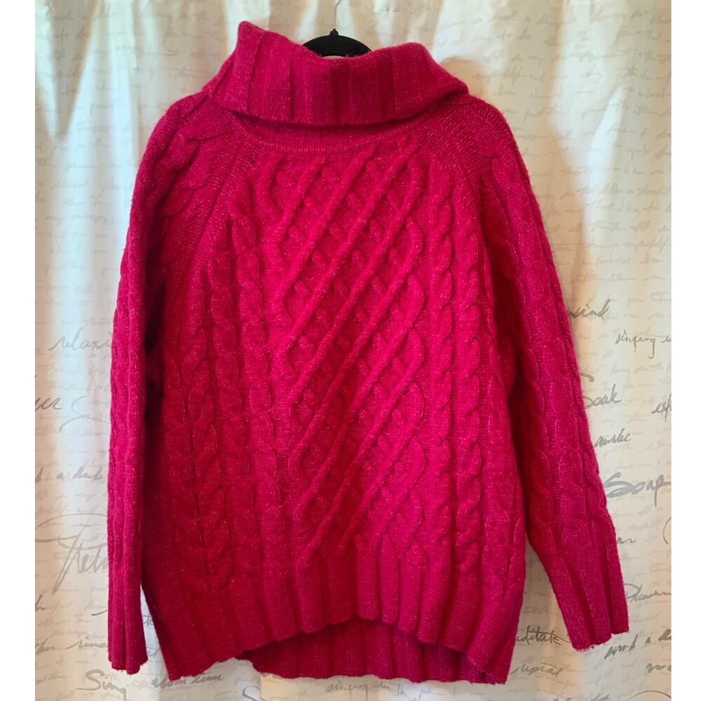 Banana Republic Fuchsia Wool Yak Blend Turtleneck Sweater M